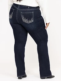 Women's Plus Dark Wash Embellished Baby Boot Jeans