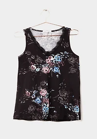 Women's Floral Lace Trim Tank