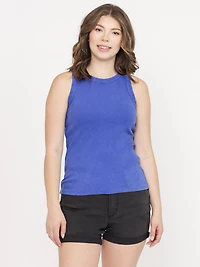 Women's Washed Rib Crew Neck Tank
