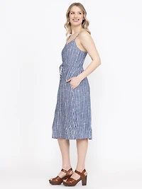 Women's Stripe Laceup Midi Dress
