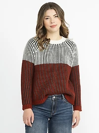 Women's Plated Colour Block Sweater