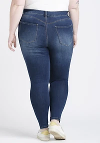 Women's Plus 2 Button High Rise Destroyed Skinny Jeans