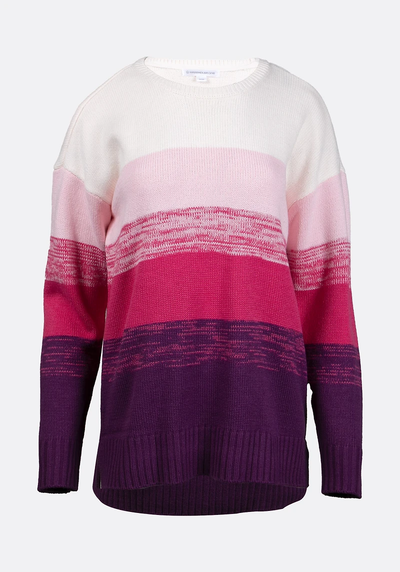 Women's Ombre Crew Neck Sweater