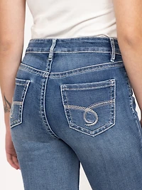 Women's Medium Wash Embroidered Baby Boot Jeans