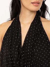 Women's Studded Mesh Halter Tank