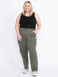 Women's Plus Stretch Canvas Elastic Waist Cargo Pants