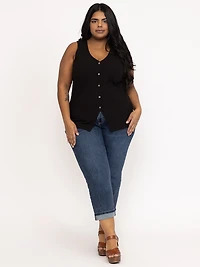Women's Rib Button Front Tank