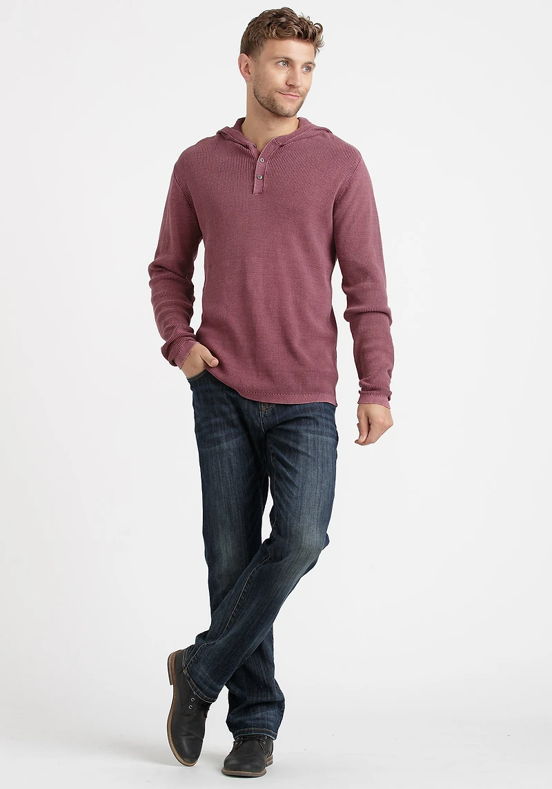 Men's Hooded Waffle Henley