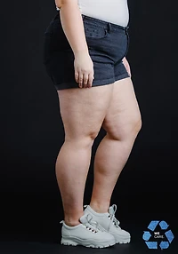 Women's Plus High Rise Destroyed Black Cuffed Short