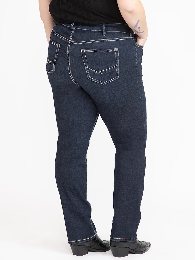 Women's Dark Wash Curvy Straight Jeans