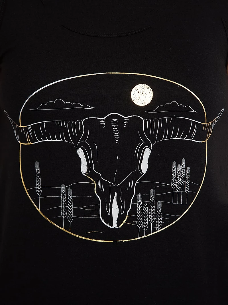 Women's Cow Skull Scoop Neck Tank