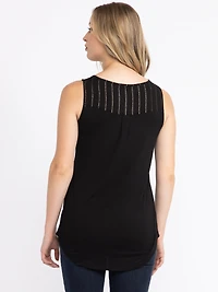 Women's Metallic Cross Neck Tank