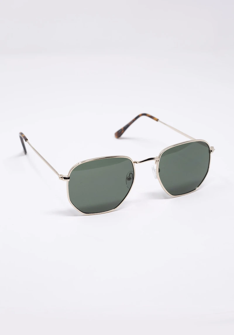 Men's Hexagonal Aviator Sunglasses