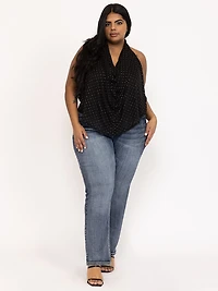 Women's Studded Mesh Halter Tank