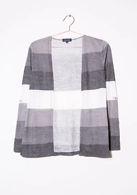 Women's Stripe Roll Sleeve Cardigan