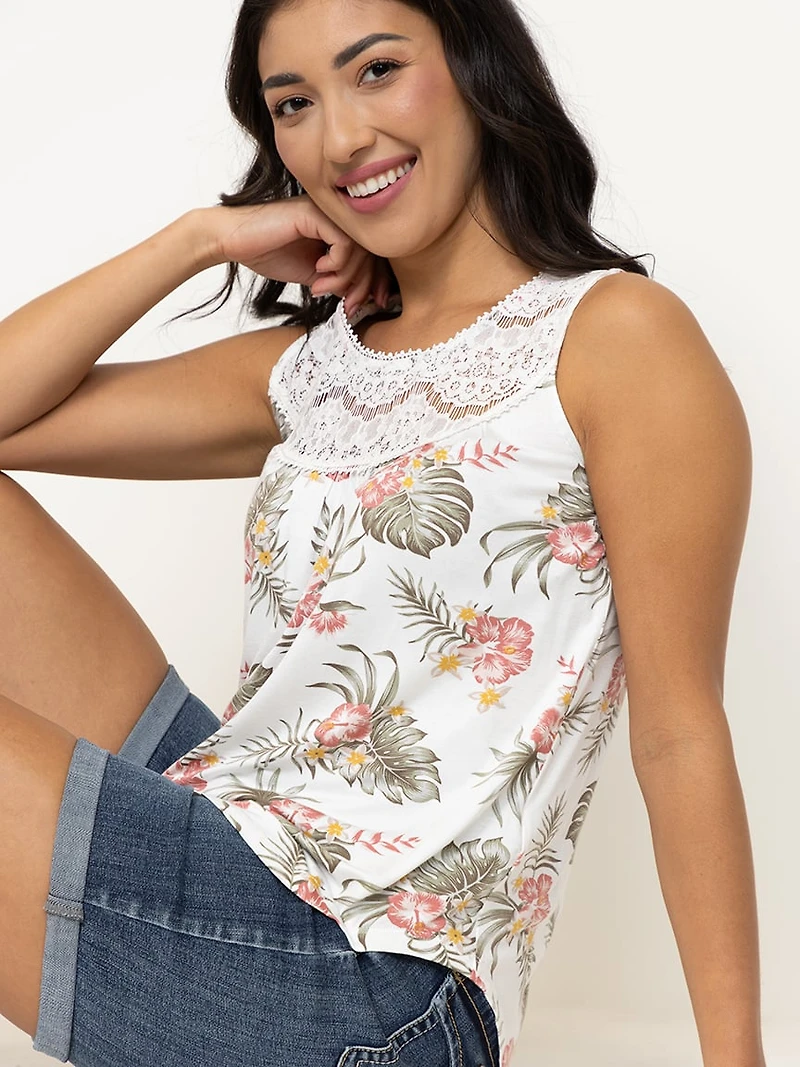 Women's Crochet Neck Tank Top