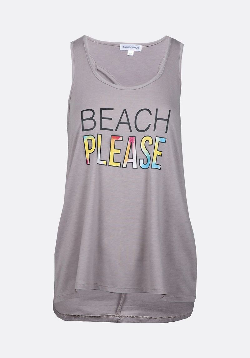 Women's Beach Please Keyhole Tank