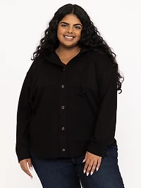 Women's Button Front Hooded Shirt