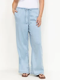 Women's Regular Rise Tie Front Pull-on Wide Leg Jeans