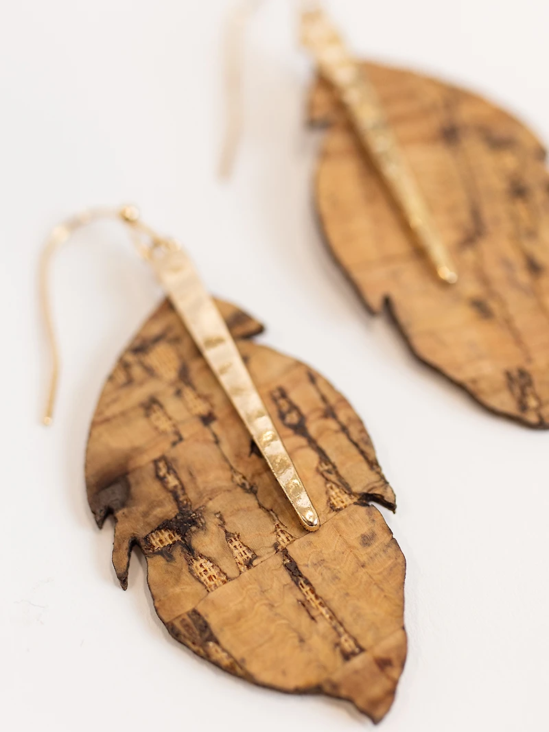 Women's Wood & Leaf Earrings