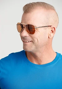 Men's Gold Frame Amber Lens Aviator