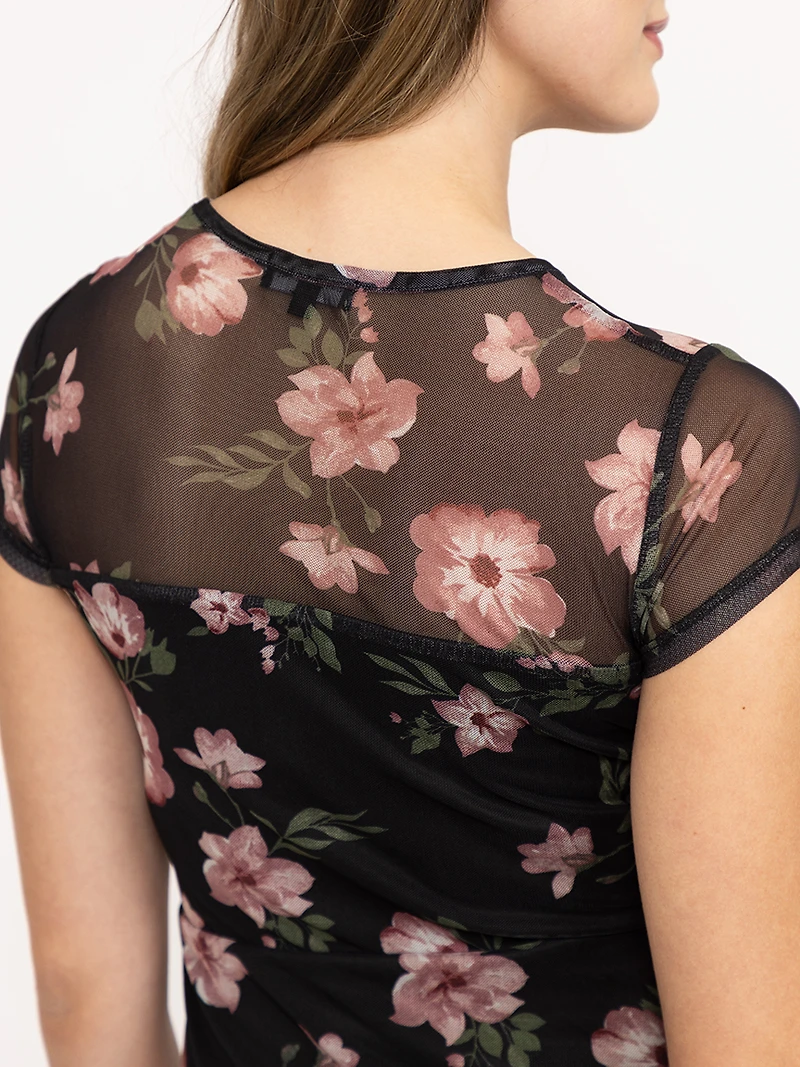 Women's Mesh Floral Midi Dress