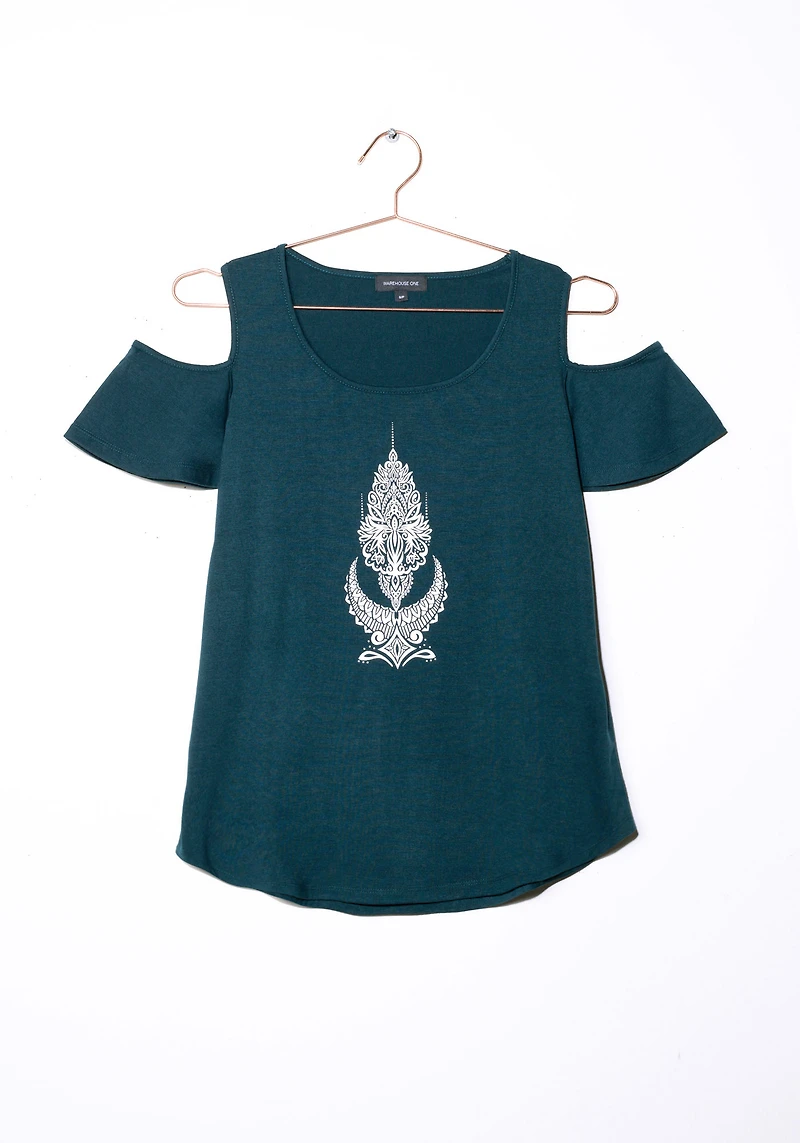 Women's Mandala Cold Shoulder Tee