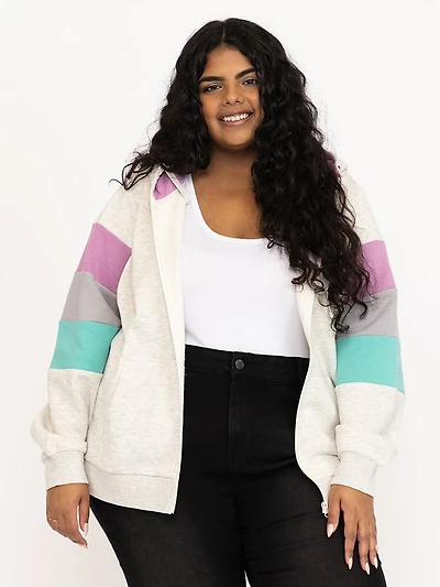 Women's Colour Block Zip Hoodie