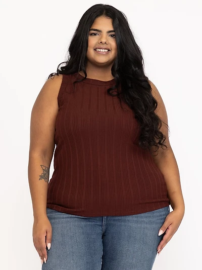 Women's Rib Variegated Crew Neck Tank