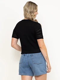 Women's Pointelle Trim Cardigan