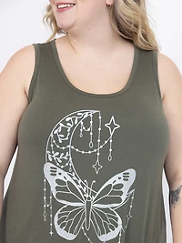 Women's Glitter Butterfly Scoop Neck
