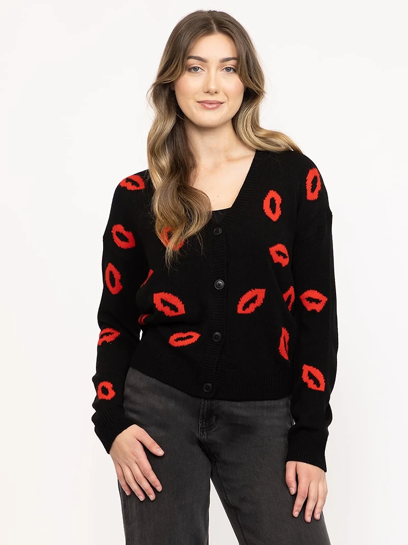 Women's Lip Button Front Cardigan