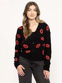 Women's Lip Button Front Cardigan