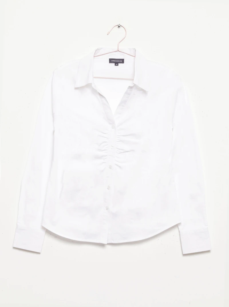 Women's Ruched Button Front Shirt