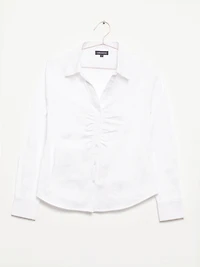 Women's Ruched Button Front Shirt