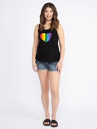 Women's Rainbow Heart Scoop Neck Tank