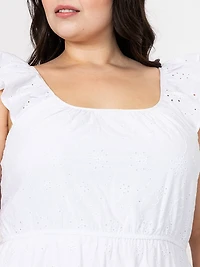 Women's Eyelet Tiered Midi Dress
