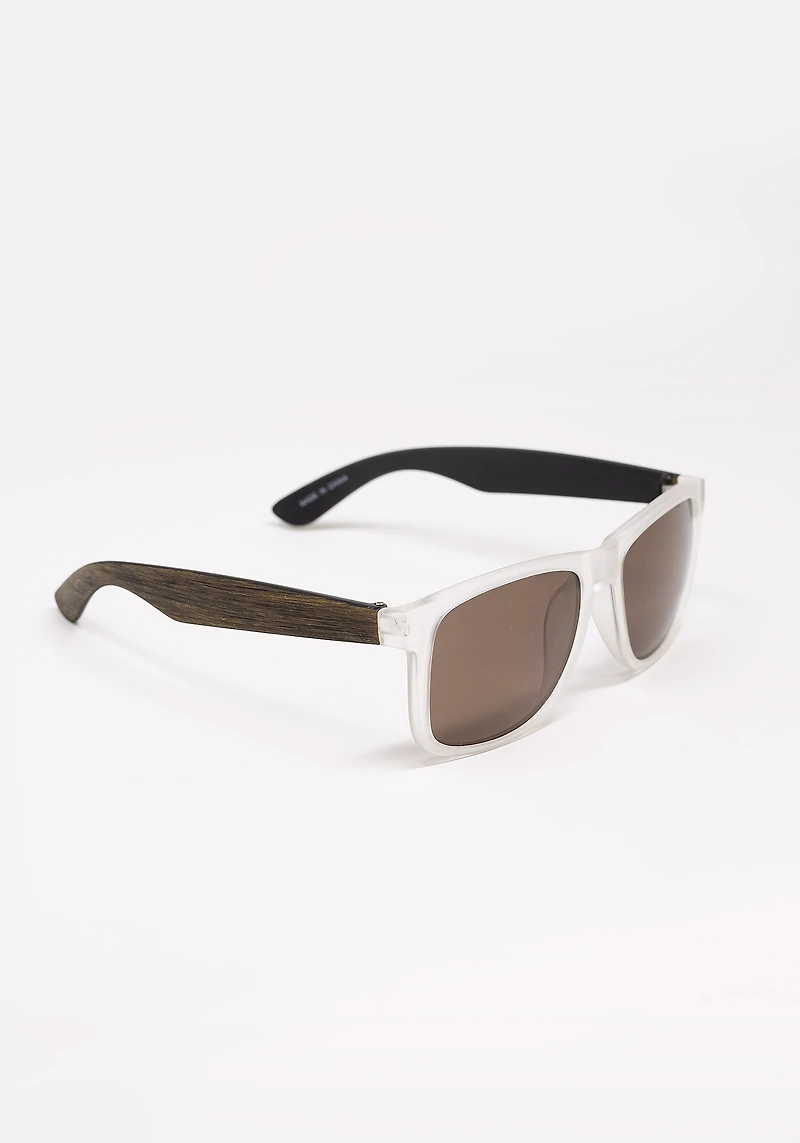 Men's Wood Arm Wayfarer Sunglass