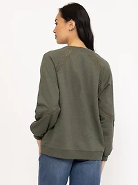 Women's Crochet Trim Sweatshirt