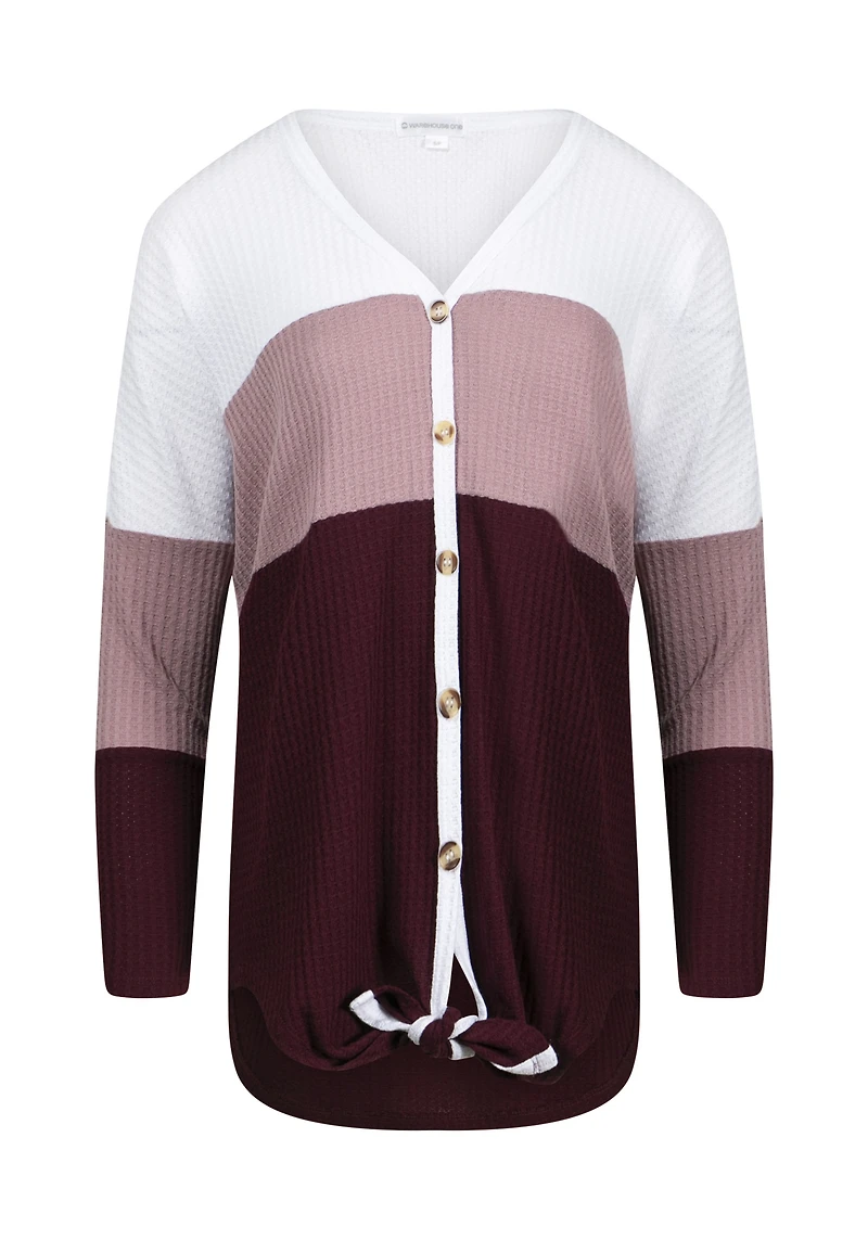 Women's Colour Block Waffle Top