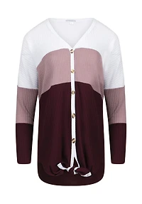 Women's Colour Block Waffle Top