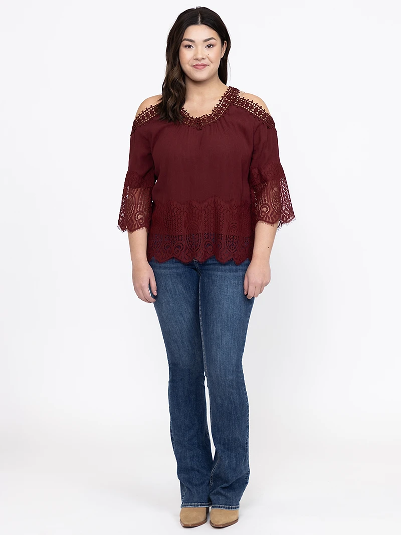 Women's Lace Cold Shoulder Top