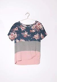 Women's Floral Colour Block Top