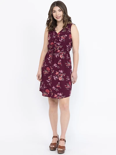 Women's Floral Half Button Dress