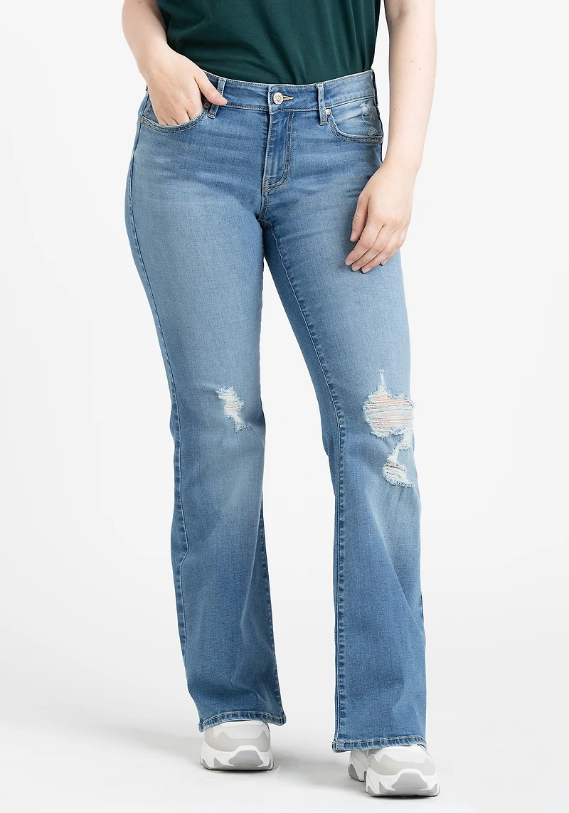 Women's Low Rise Destroyed Flare Jeans
