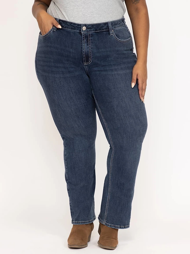 Women's Plus Medium Dark Wash Baby Boot Jeans