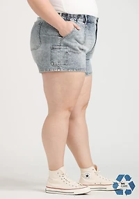 Women's Plus High Rise Elastic Waist Utility Jean Shortie