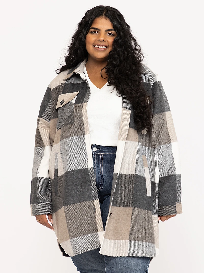 Women's Plaid Button Front Shacket