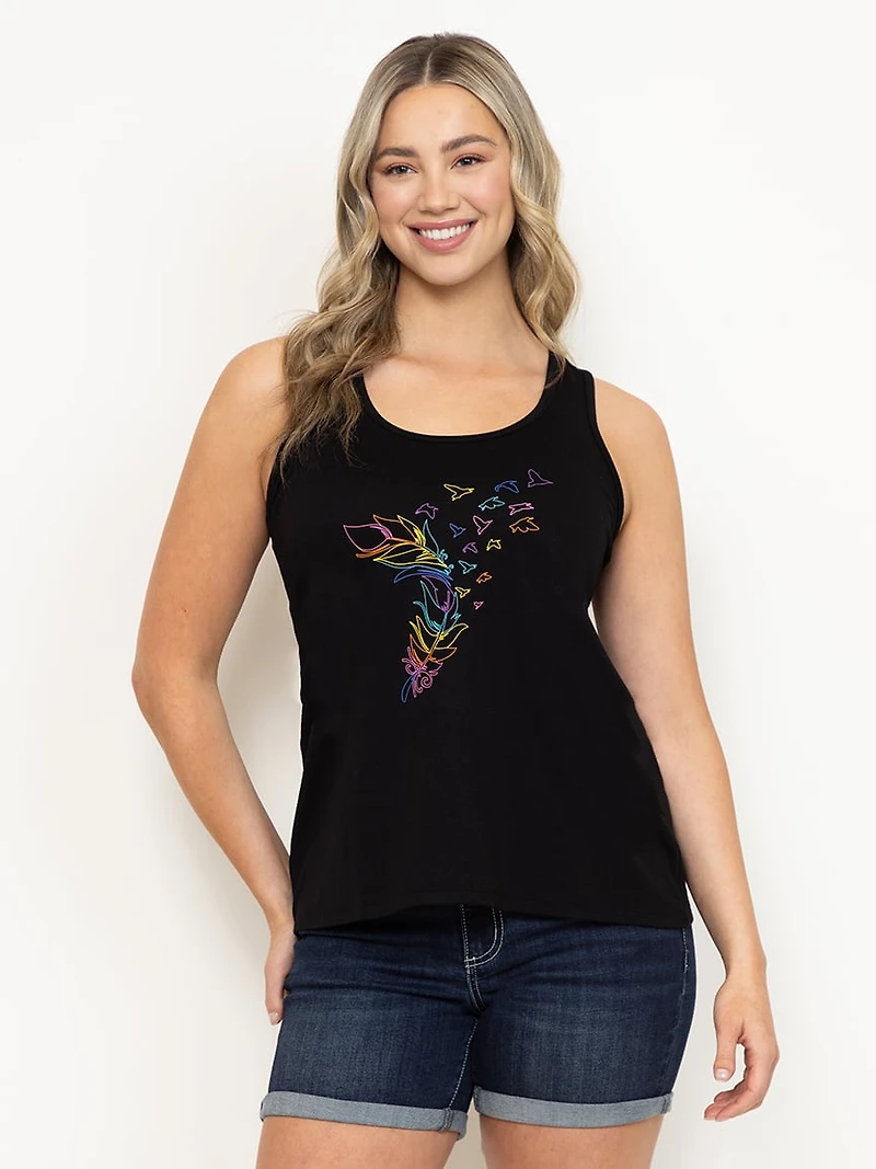 Women's Rainbow Feather Racerback Tank