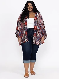 Women's Geometric Ruffle Cardigan